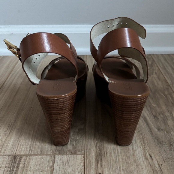 Michael Kors Peggy Wedge Heels in Luggage - Picture 4 of 10